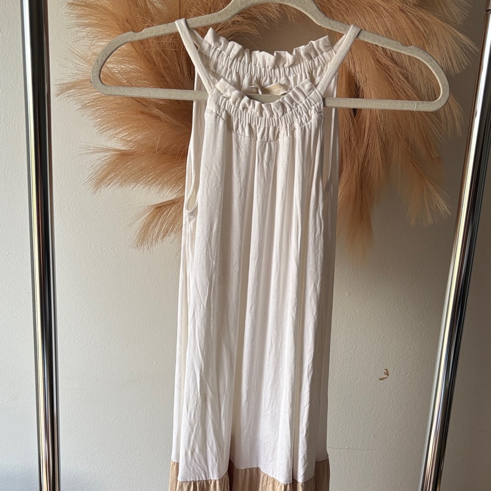 MICHAEL Michael Kors White, Tan, and Black Maxi Dress